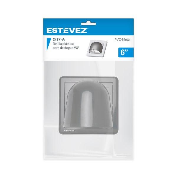 Estevez Rejilla Plástica para Desfogue 90° de 6" - Modelo 007-6 - Ventilación Exterior - Luzdeco