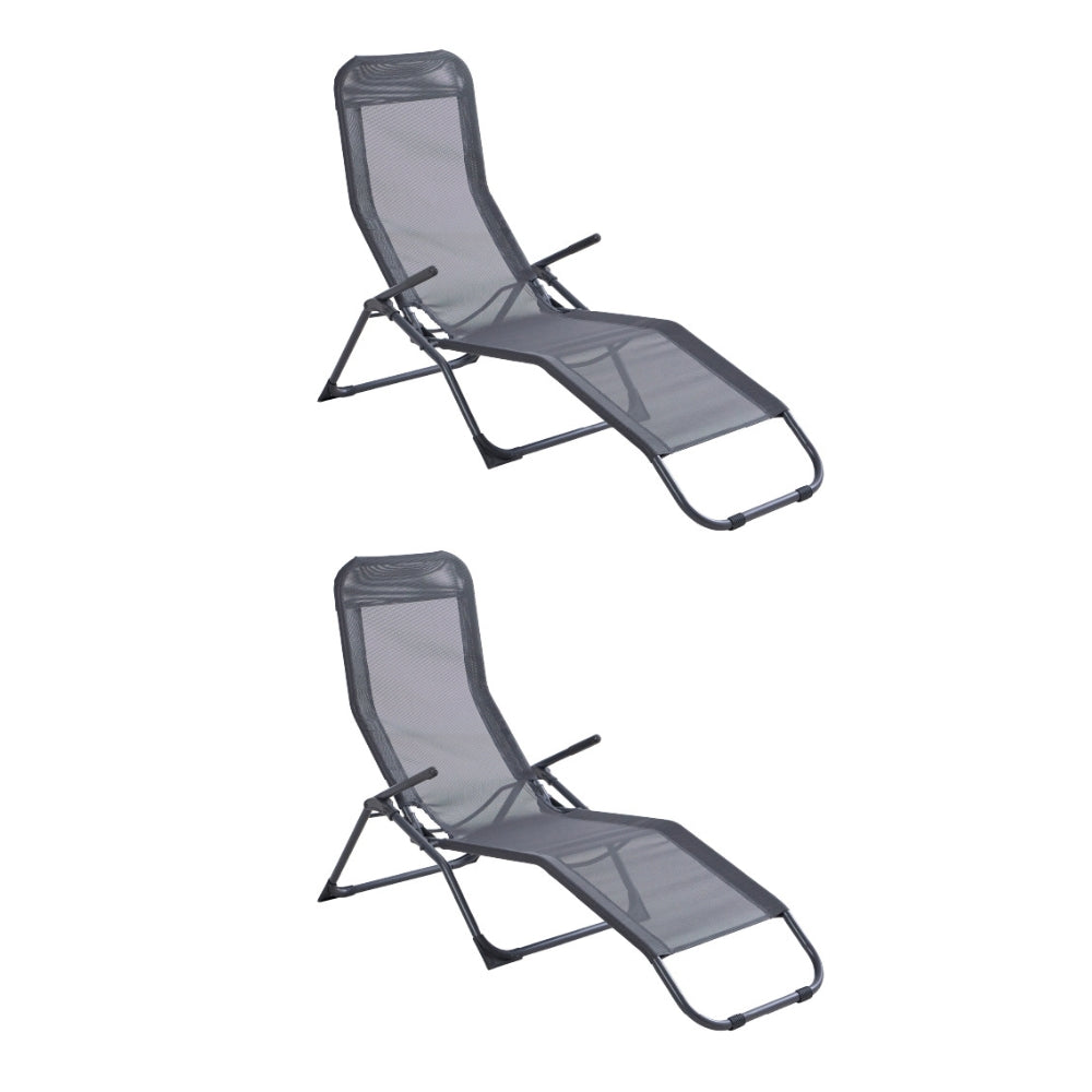 Naterial Set de 2 Camastros Plegables de Acero y Textileno 2 Posiciones Reclinable , Modelo Kroma