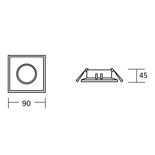 Estevez Luminaria Empotrable Domus Orientable Cuadrada Blanca GX5.3 Ø90 mm, Modelo 19123-0