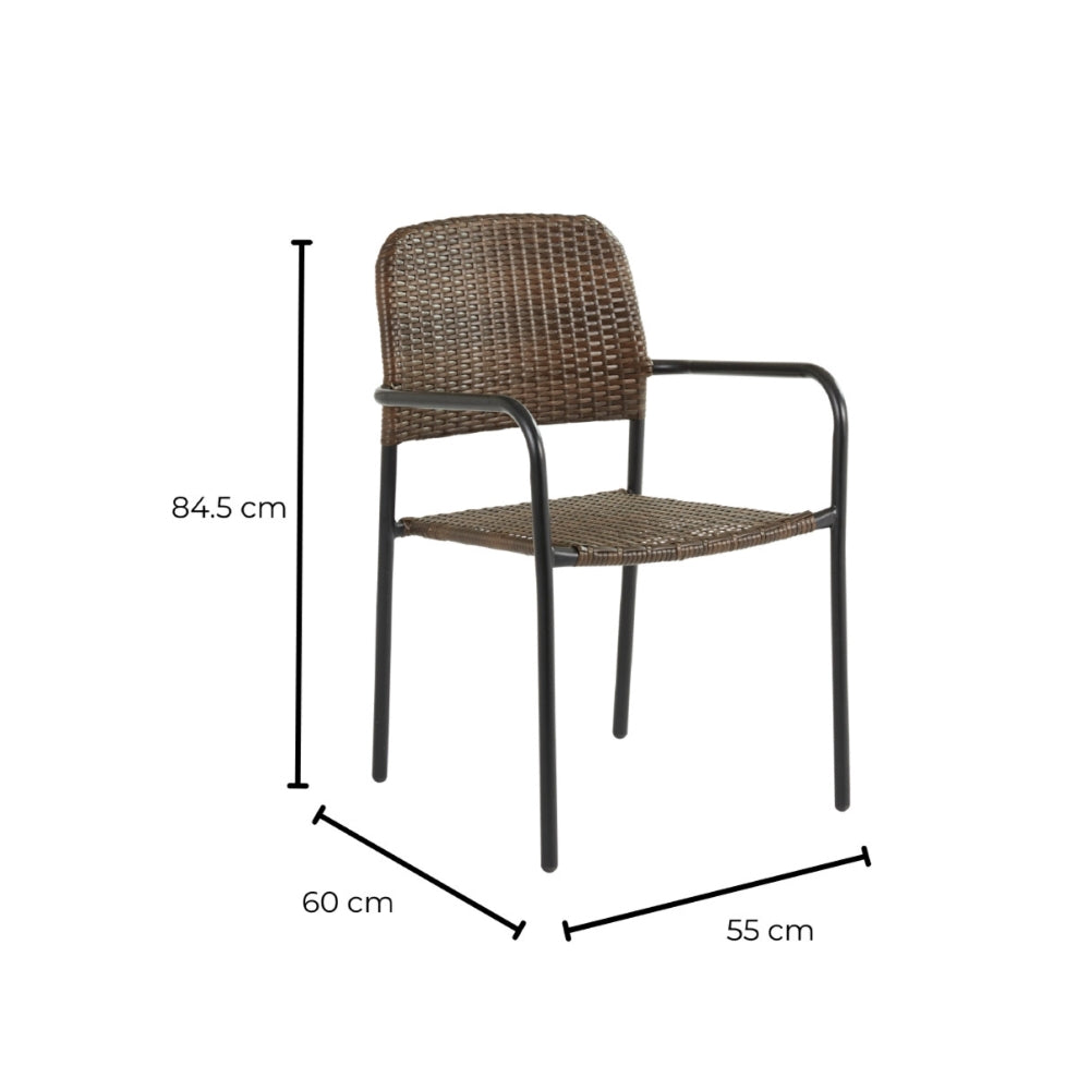 Naterial Silla de Jardín Tipo Ratán Con Descansabrazos Estructura de Acero , Modelo Zena