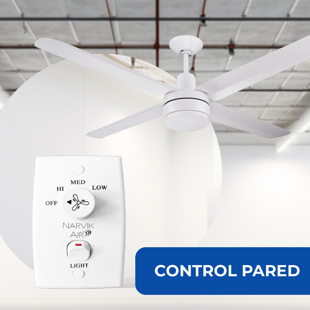 Narvik Ventilador de Techo de 56" Con Luz CCT de 4 Aspas de Aluminio con Control de Pared Industrial NA-CL56MB/ NA3021