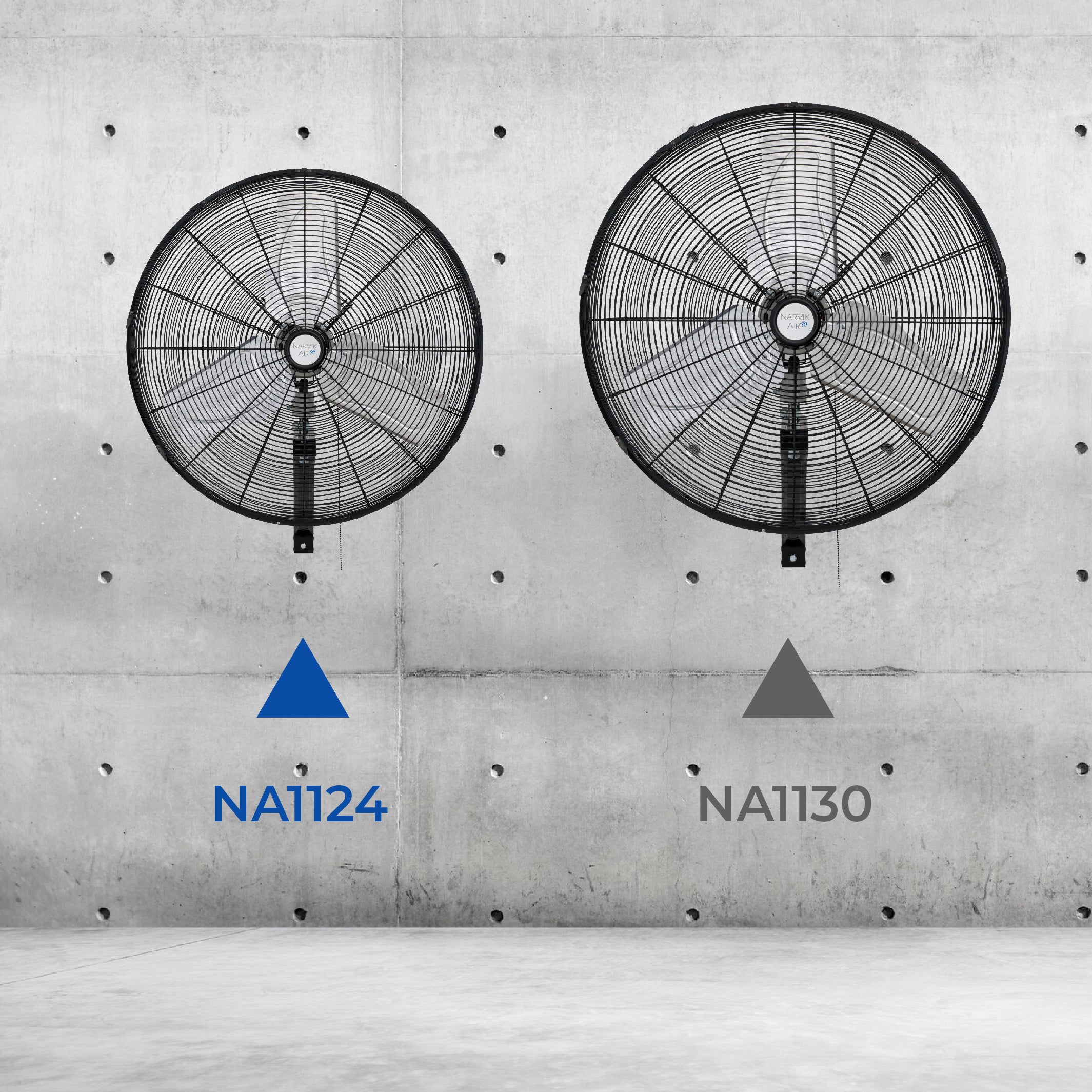 Narvik Ventilador de 24" Industrial de Pared 235W con Aspas de Aluminio, Amplia Oscilación, Modelo NA1124