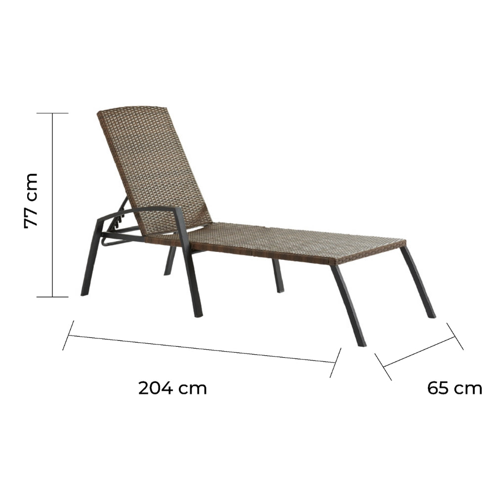 Naterial Camastro Reclinable Con Descansabrazos Tipo Ratán de Acero, Modelo Zena