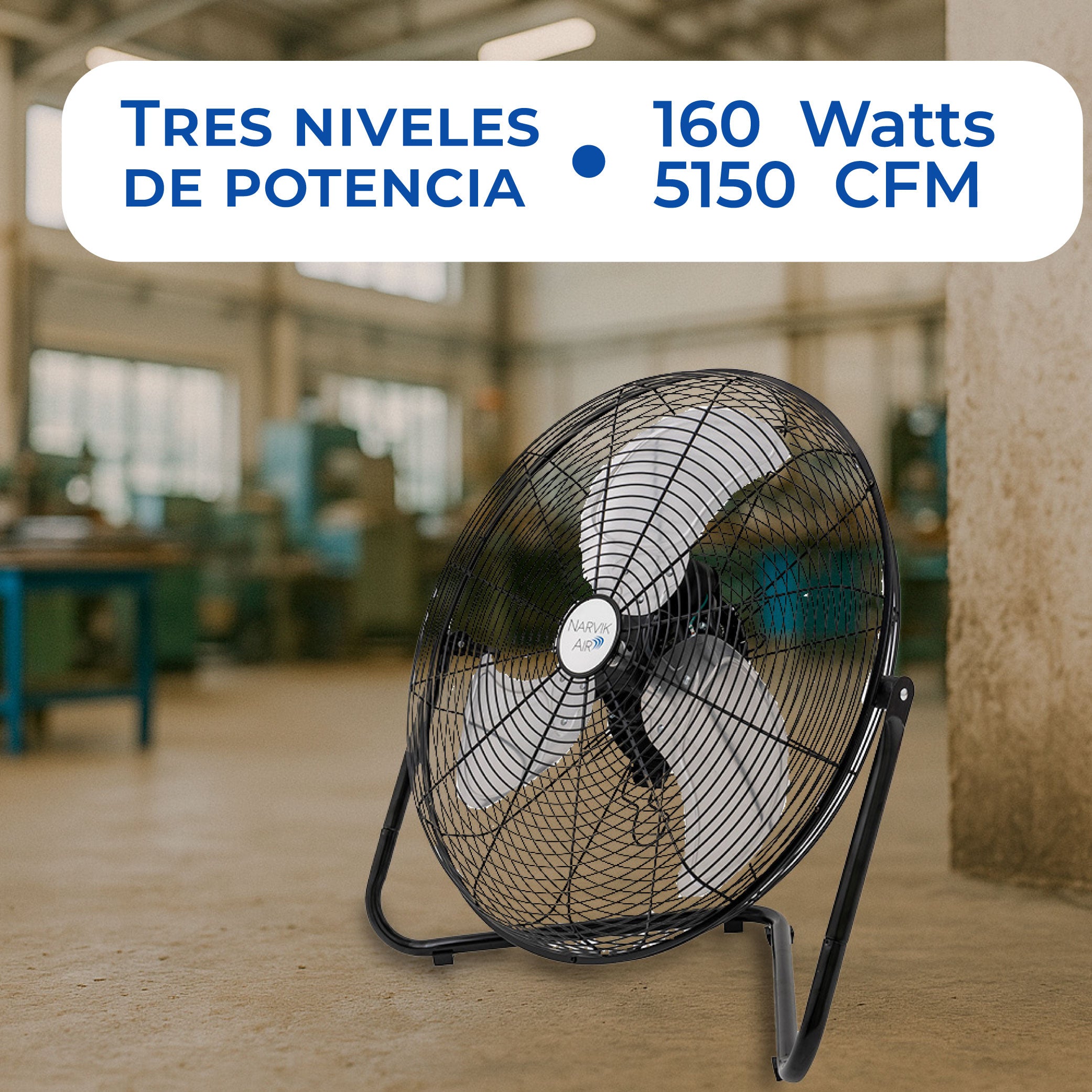 Narvik Ventilador de 20" Industrial 2 en 1: Piso y Pared de 160W con Aspas de Aluminio, Modelo NA1020 / NA-F20
