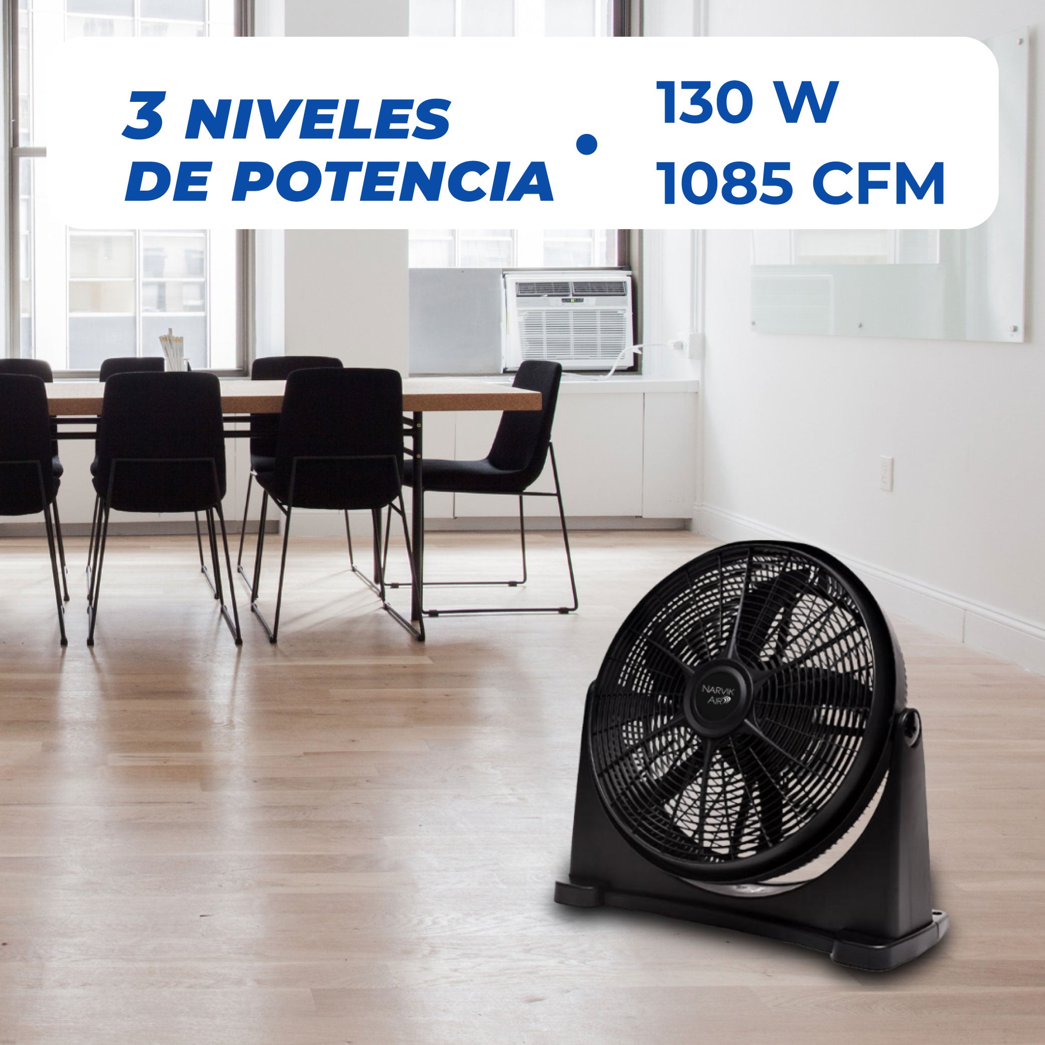 Narvik Ventilador de 20" 2 en 1: Piso y Pared 130W Silencioso con Aspas Plásticas, Modelo NA2020