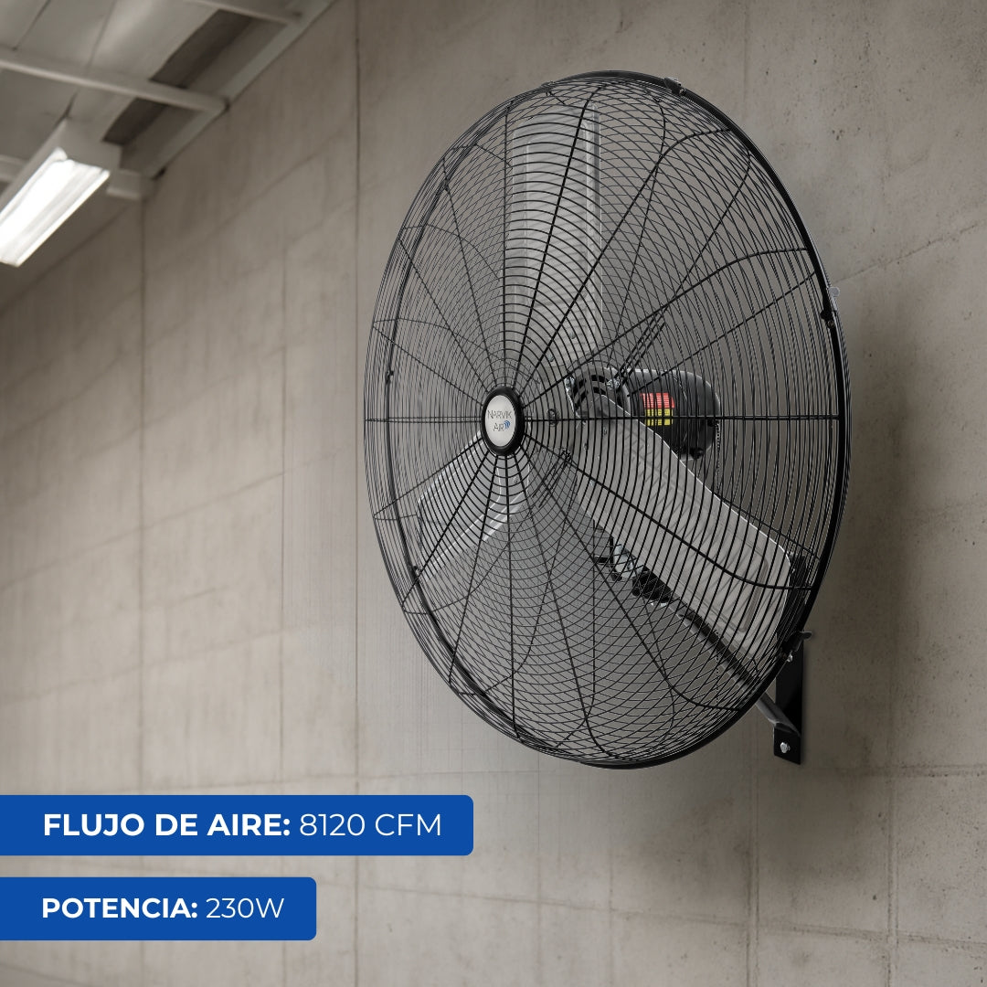 Narvik Ventilador Industrial de Pared 30" 230W con Aspas de Aluminio, Amplia Oscilación, Modelo NA1130 / NA-W30