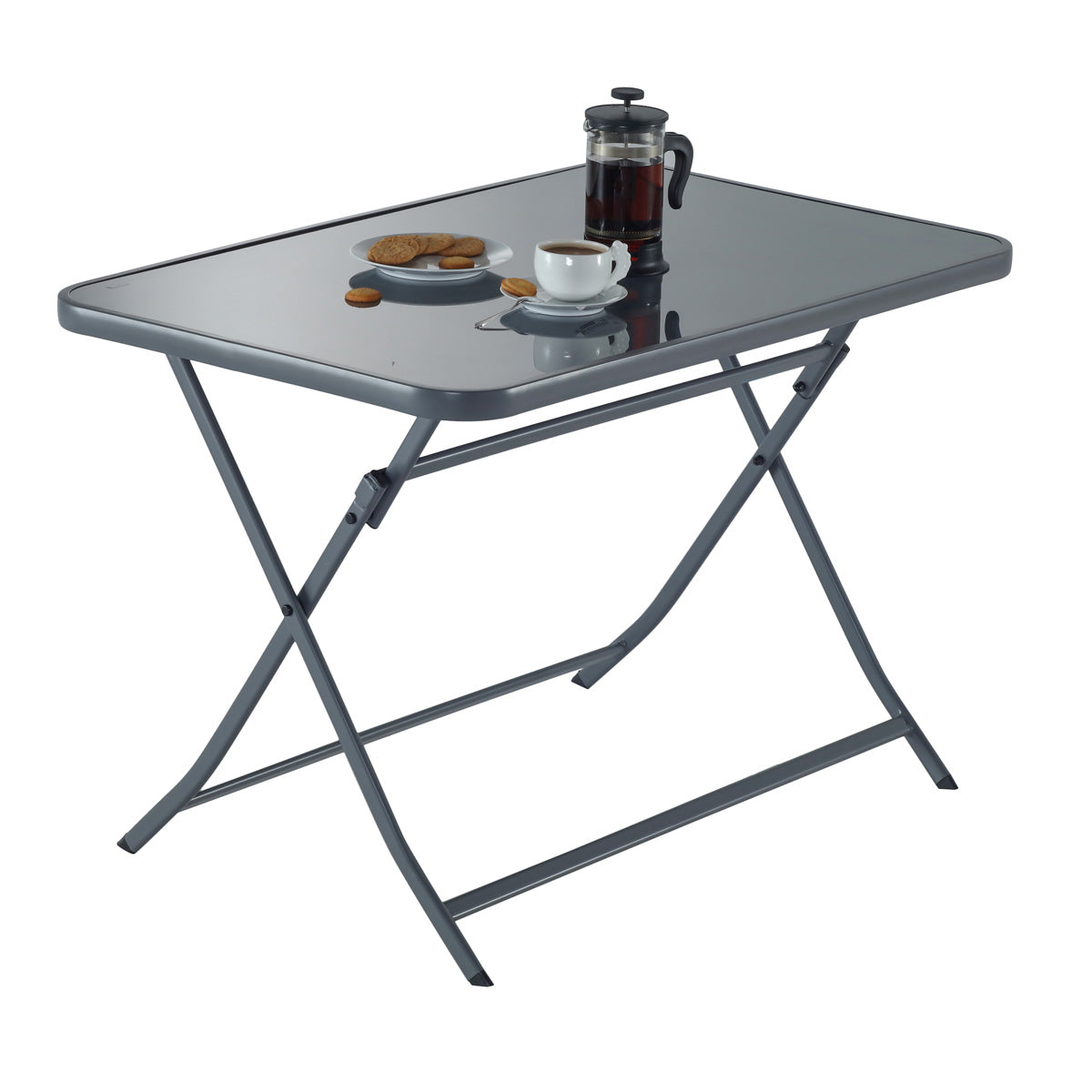 Naterial Set de Comedor: Mesa+ 4 Sillas Plegables de Acero Apta para Exterior, Modelo Emys