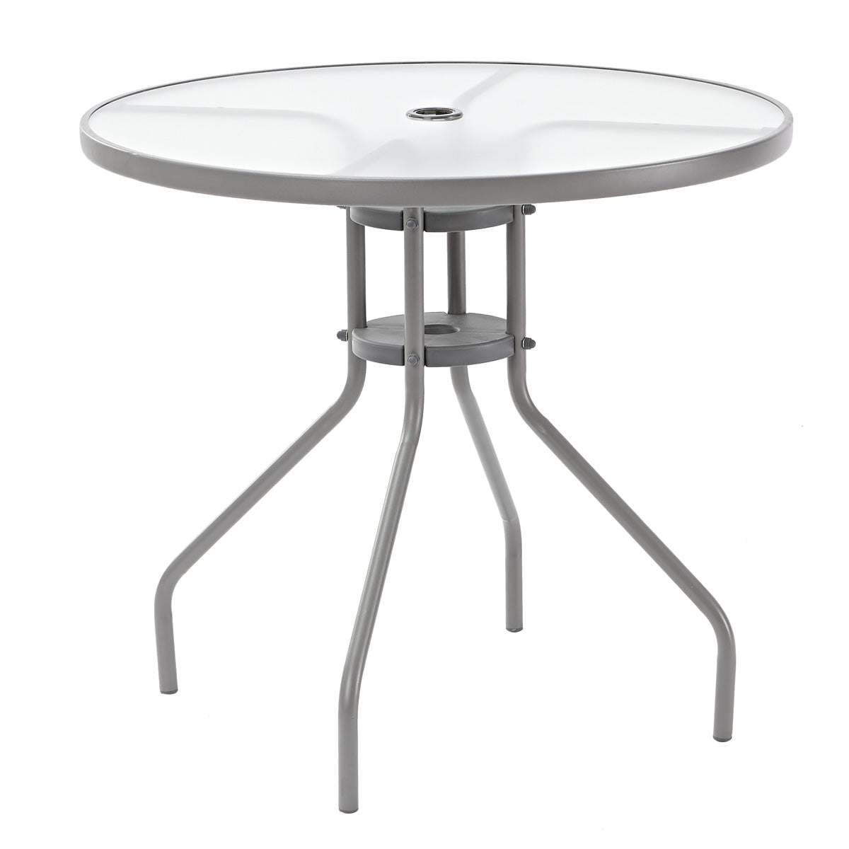Naterial Mesa De Comedor Acero con Cristal Apta para Exterior, Modelo Elías