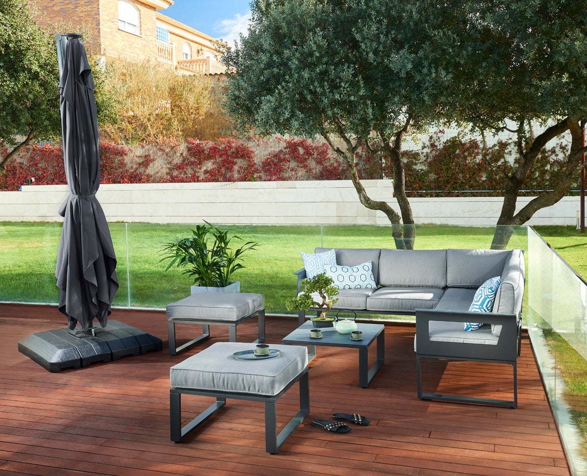 Naterial Sombrilla con Luz LED Solar 280x390 cm para Jardín con Brazo Lateral, Modelo Sonora II