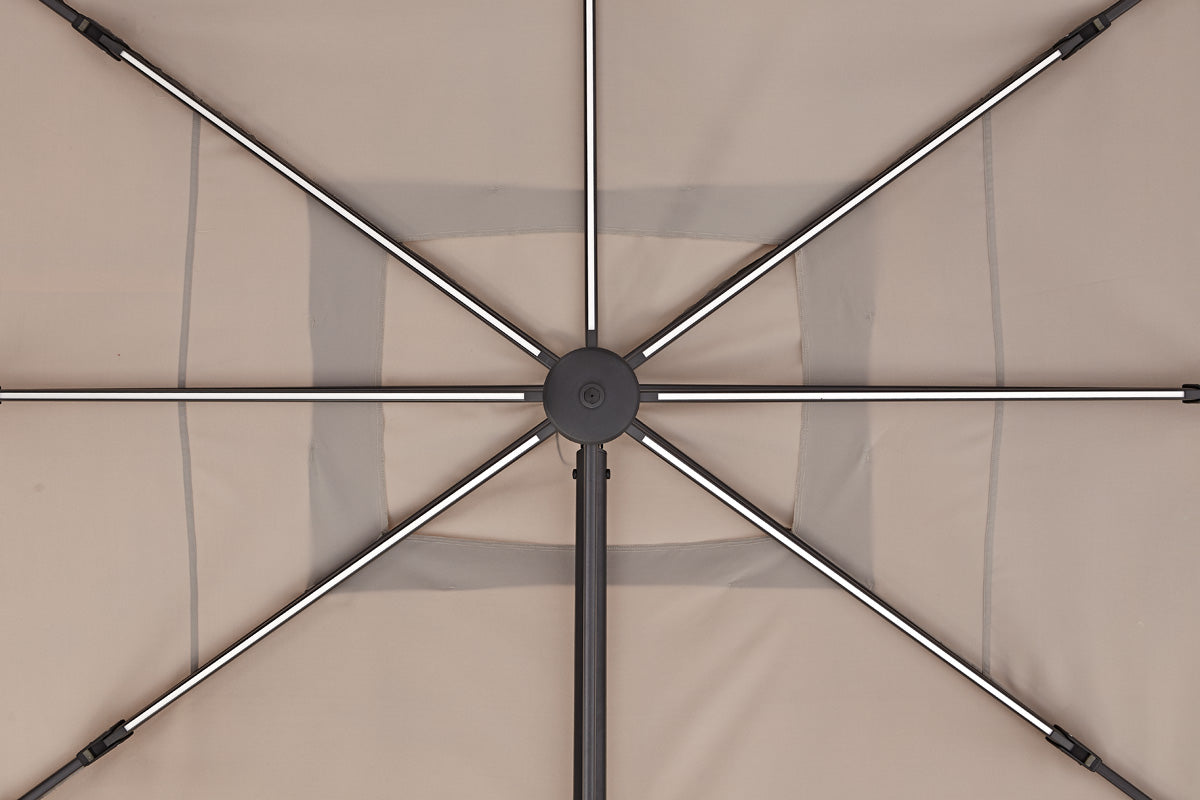 Naterial Sombrilla con Luz LED Solar 280x390 cm para Jardín con Brazo Lateral, Modelo Sonora II