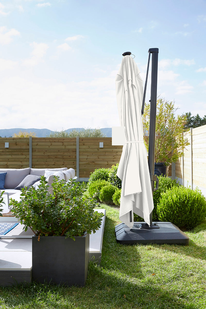 Naterial Sombrilla con Luz LED Solar 280x390 cm para Jardín con Brazo Lateral, Modelo Sonora II