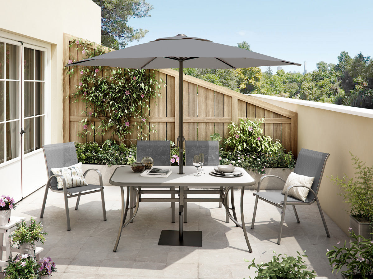 Naterial Sombrilla Para Jardín 262cm con Mástil Central y Manivela, Modelo Polar