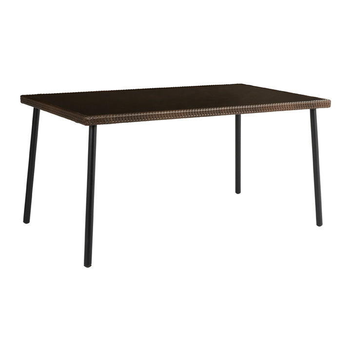 Naterial Mesa Tipo Ratán para Jardín de Acero con Cristal Apto para Exterior, Modelo Zena