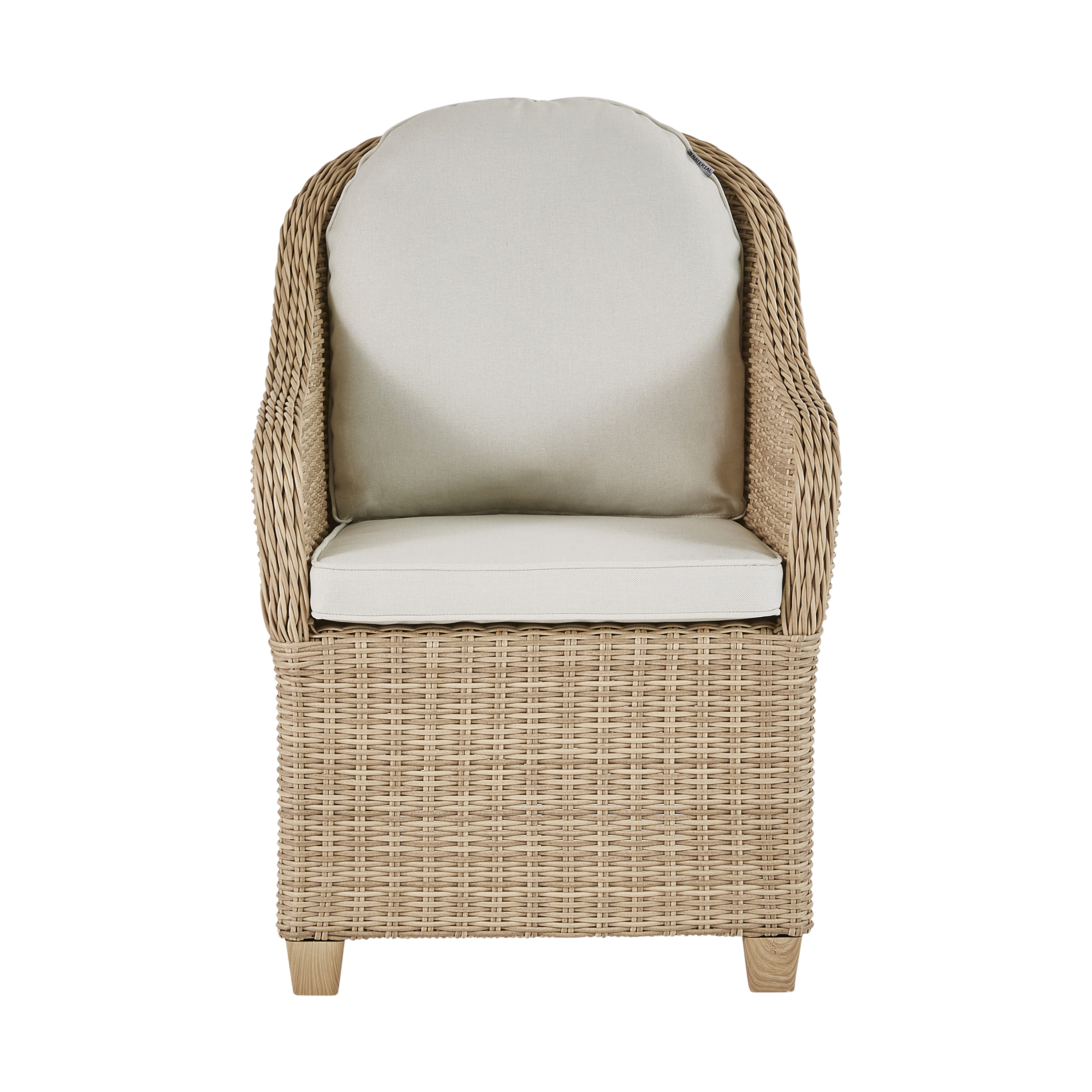 Naterial Sillón Tipo Ratán con Cojín y Descansabrazos Aptos para Exterior, Modelo Medena