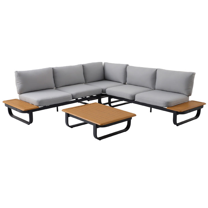 Naterial Set de Sala Muebles de Jardín: Sofá Esquinero + 1 mesa con cojines, Estructura de Aluminio para Exterior, Modelo Calypso