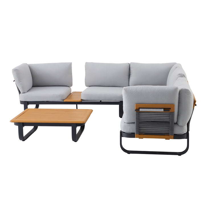 Naterial Set de Sala Muebles de Jardín: Sofá Esquinero + 1 mesa con cojines, Estructura de Aluminio para Exterior, Modelo Calypso