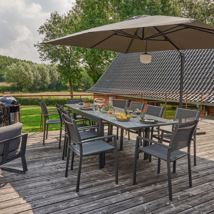 Naterial Silla de Jardín Apilable de Aluminio y Textileno con Brazos para Exterior , Modelo Lyra Beta