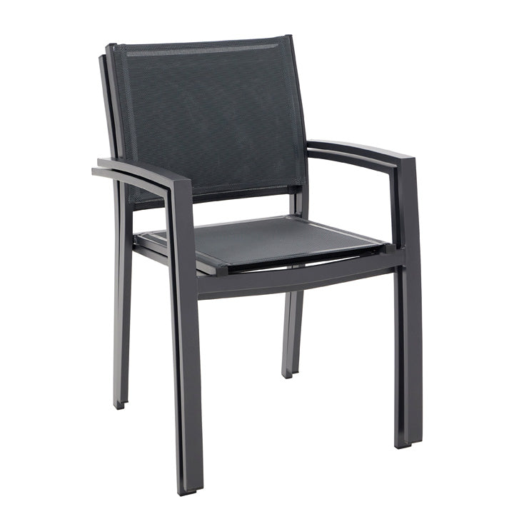 Naterial Silla de Jardín Apilable de Aluminio y Textileno con Brazos para Exterior , Modelo Lyra Beta