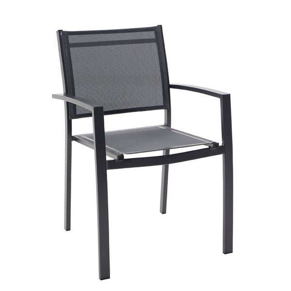 Naterial Silla de Jardín Apilable de Aluminio y Textileno con Brazos para Exterior , Modelo Lyra Beta
