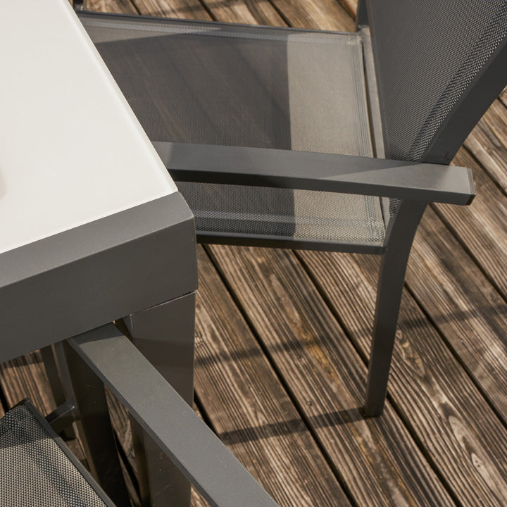 Naterial Silla de Jardín Apilable de Aluminio y Textileno con Brazos para Exterior , Modelo Lyra Beta