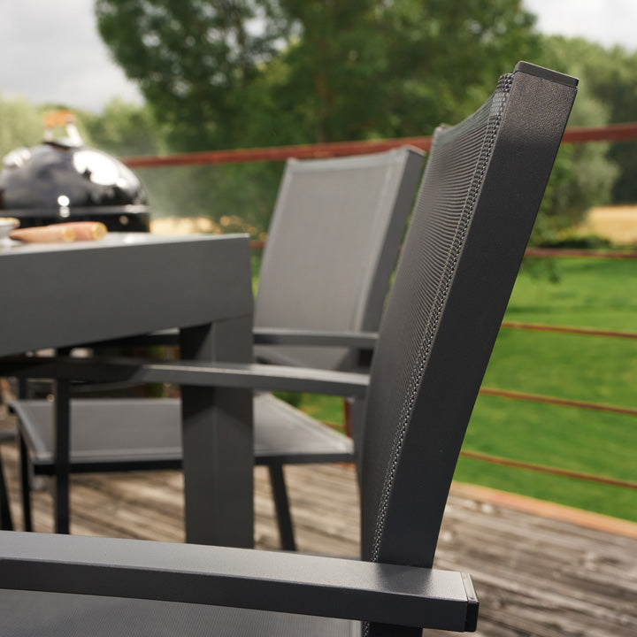 Naterial Silla de Jardín Apilable de Aluminio y Textileno con Brazos para Exterior , Modelo Lyra Beta