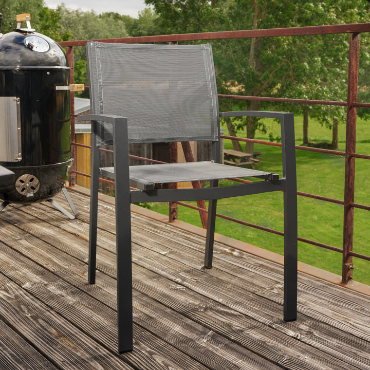 Naterial Silla de Jardín Apilable de Aluminio y Textileno con Brazos para Exterior , Modelo Lyra Beta