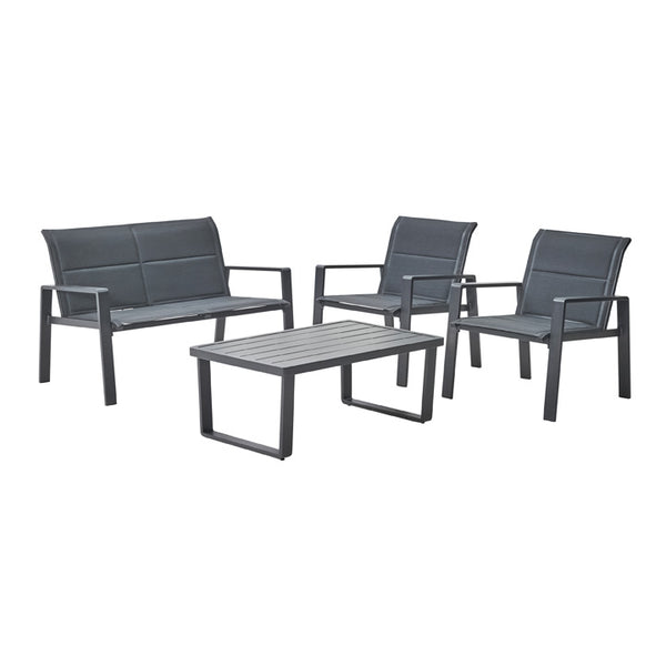 Naterial Set de Sala para Jardín: Sofá de 2 plazas + 2 sillones + Mesa de Centro de Aluminio para Exterior, Modelo Aramis