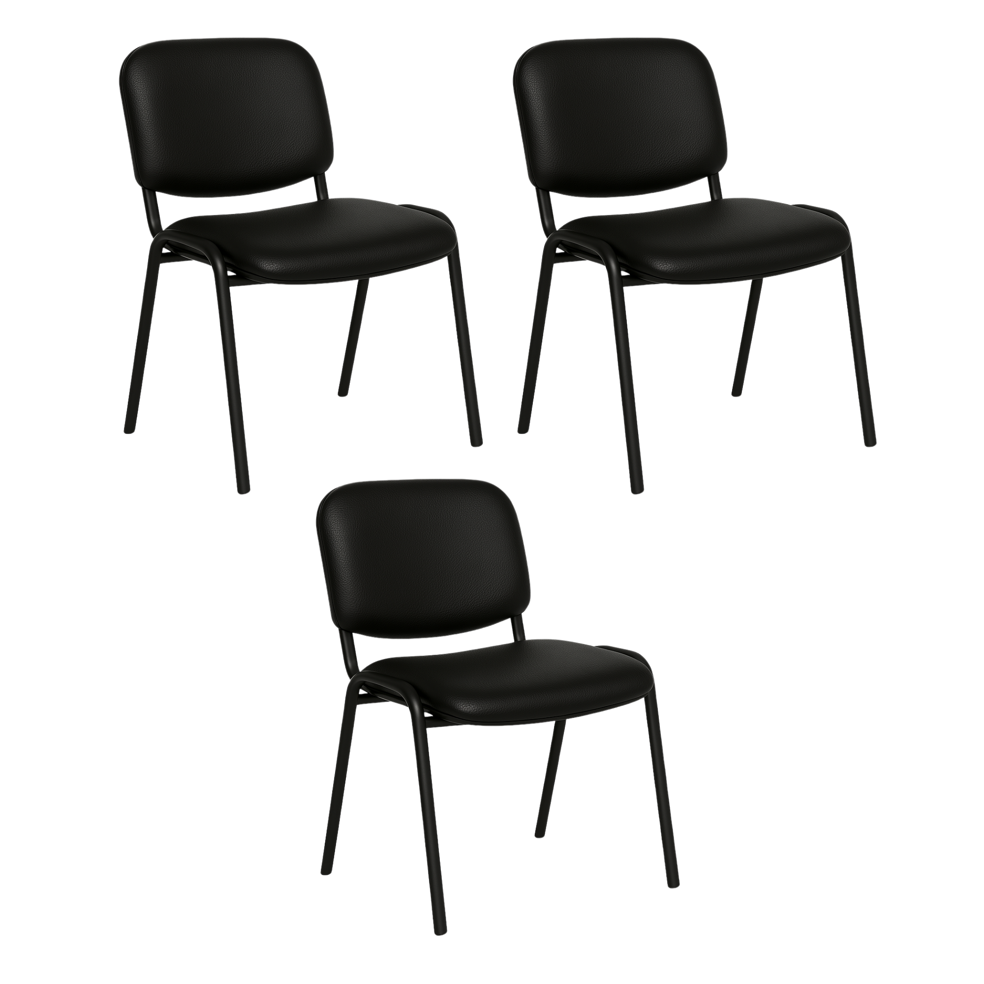 Offiho Set de 3 Sillas de Oficina para Visita Tapizada con Estructura de Acero, Modelo ECOVISITA