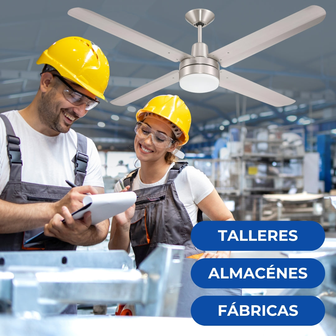 Narvik Ventilador de Techo de 56" Con Luz CCT de 4 Aspas de Aluminio con Control de Pared Industrial NA-CL56MB/ NA3021