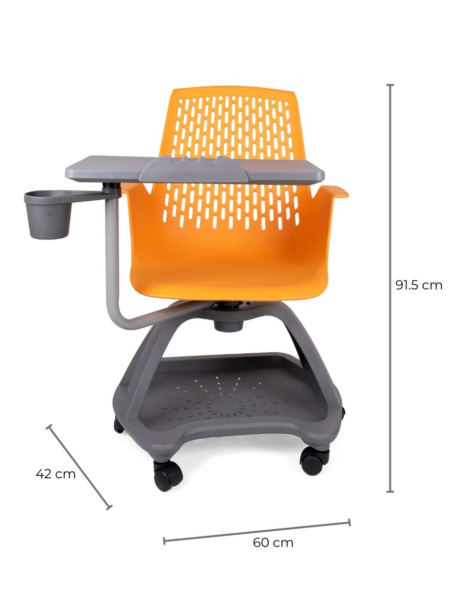 Offiho Pupitre Escolar con Paleta Giratoria, Ruedas y Portavaso, Modelo Blow OHP2100