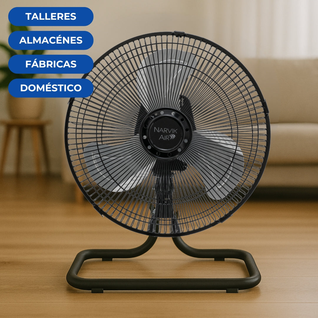 Narvik NA1012 Ventilador de 12" Industrial 2 en 1: Piso y Pared 55W con Aspas de Aluminio Oscilación de 90°
