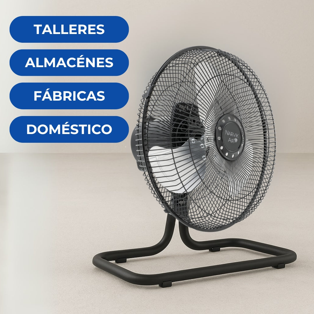 Narvik NA1012 Ventilador de 12" Industrial 2 en 1: Piso y Pared 55W con Aspas de Aluminio Oscilación de 90°