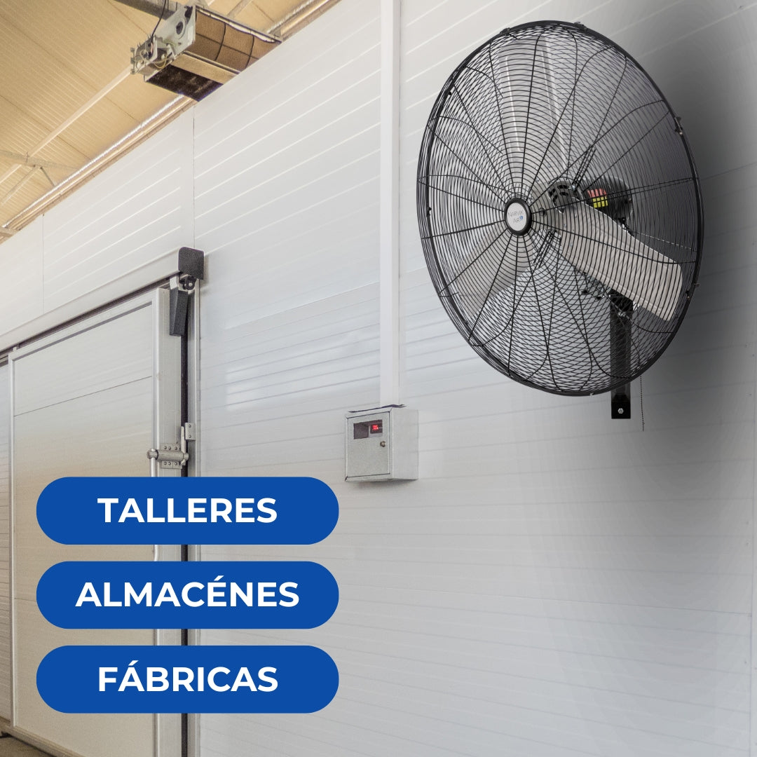 Narvik Ventilador de 24" Industrial de Pared 235W con Aspas de Aluminio, Amplia Oscilación, Modelo NA1124