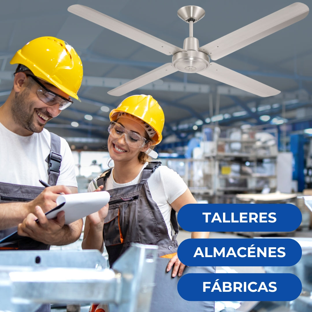 Narvik Ventilador de Techo de 56" Con 4 Aspas de Aluminio con Control de Pared Industrial NA-C56MB /NA3011