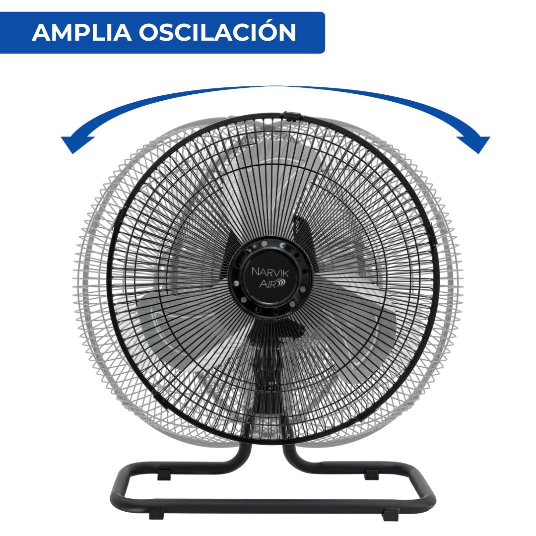 Narvik NA1012 Ventilador de 12" Industrial 2 en 1: Piso y Pared 55W con Aspas de Aluminio Oscilación de 90°
