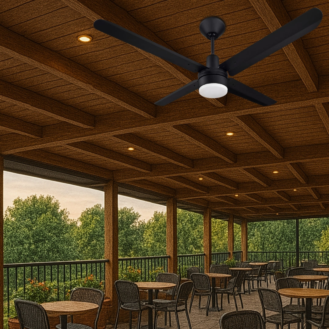 Narvik Ventilador de Techo de 56" Con Luz CCT de 4 Aspas de Aluminio con Control de Pared Industrial NA-CL56MB/ NA3021