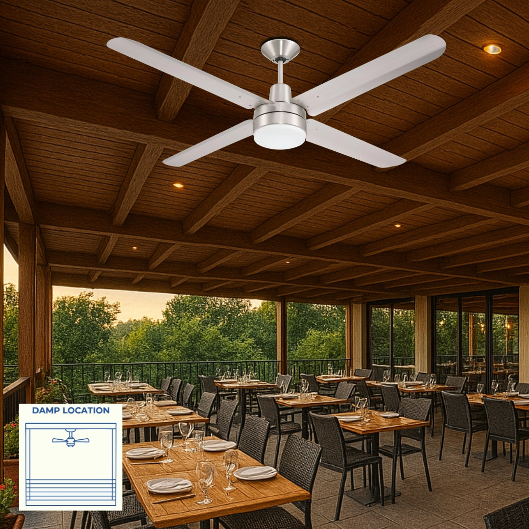 Narvik Ventilador de Techo de 56" Con Luz CCT de 4 Aspas de Aluminio con Control de Pared Industrial NA-CL56MB/ NA3021