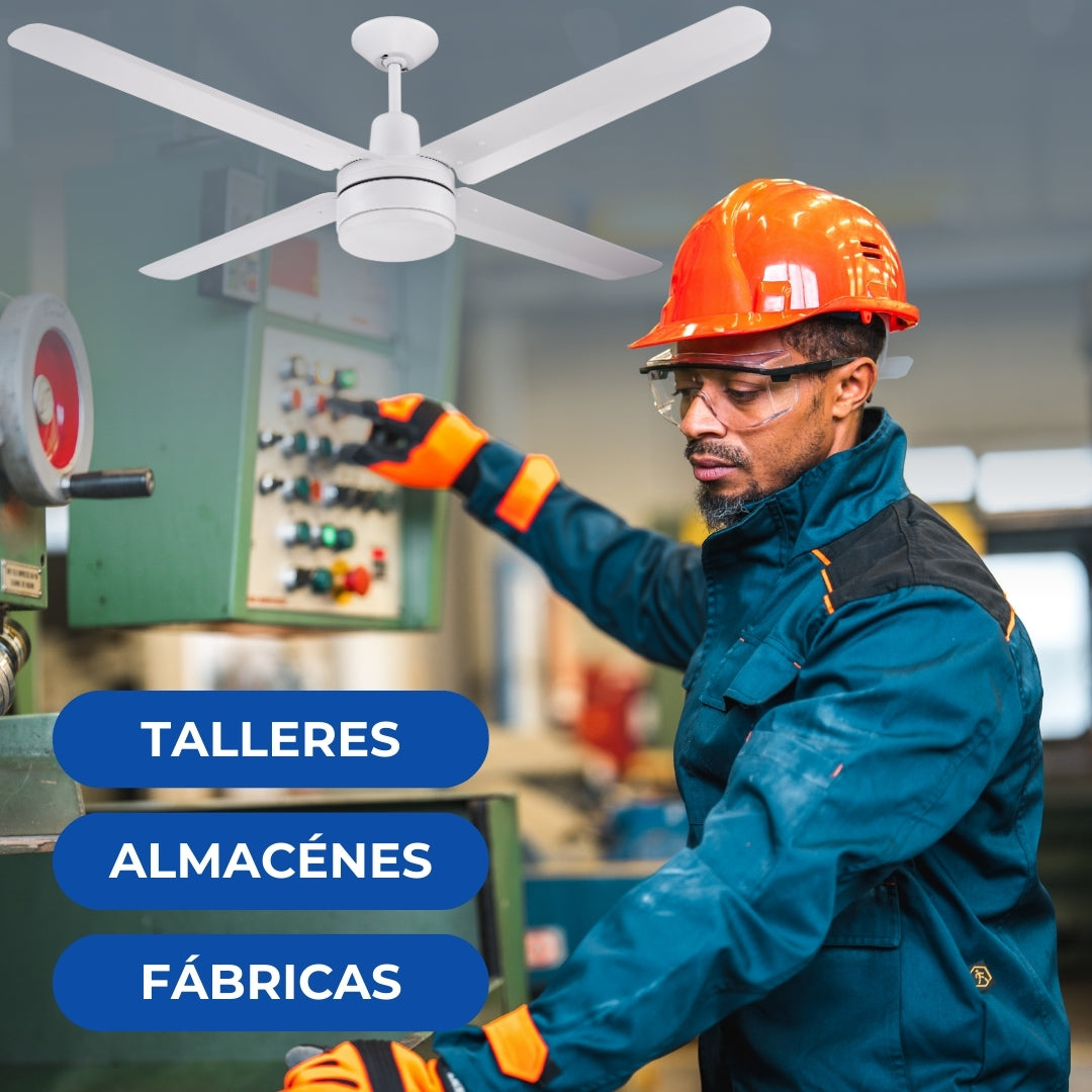 Narvik Ventilador de Techo de 56" Con Luz CCT de 4 Aspas de Aluminio con Control de Pared Industrial NA-CL56MB/ NA3021