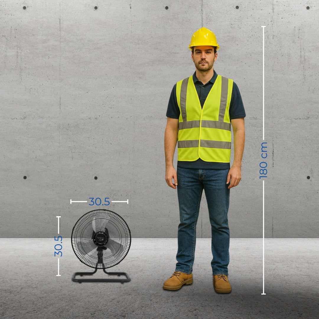 Narvik NA1012 Ventilador de 12" Industrial 2 en 1: Piso y Pared 55W con Aspas de Aluminio Oscilación de 90°