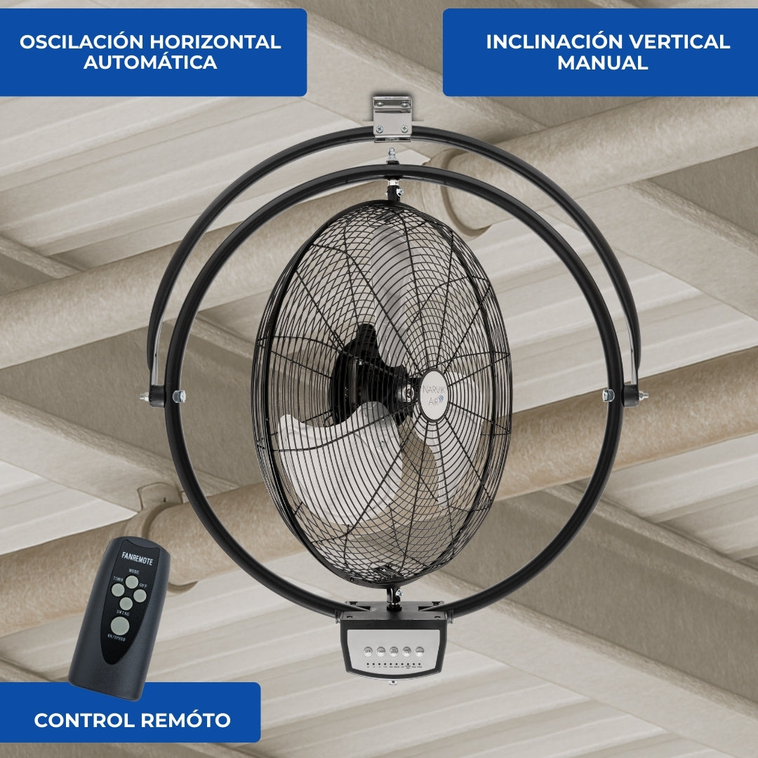 Narvik Ventilador de 20" Industrial 2 en 1: Techo y Pared de 162W con Aspas de Aluminio, Modelo NA1120 / NA-CW20