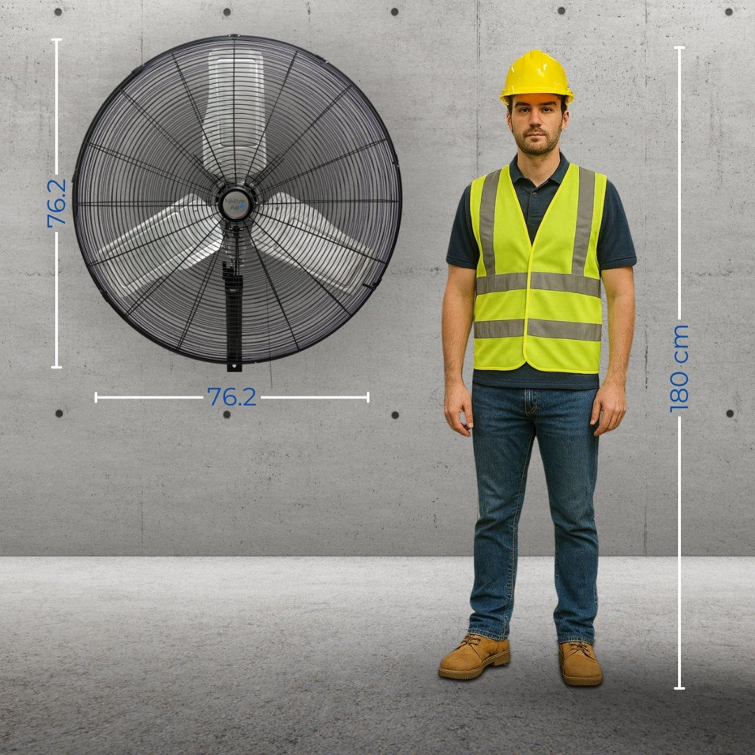 Narvik Ventilador Industrial de Pared 30" 230W con Aspas de Aluminio, Amplia Oscilación, Modelo NA1130 / NA-W30