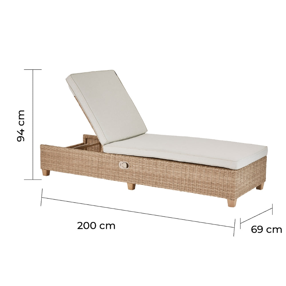 Naterial Camastro Reclinable Tipo Ratán de Aluminio con Cojín Apto para Exterior, Modelo Medena