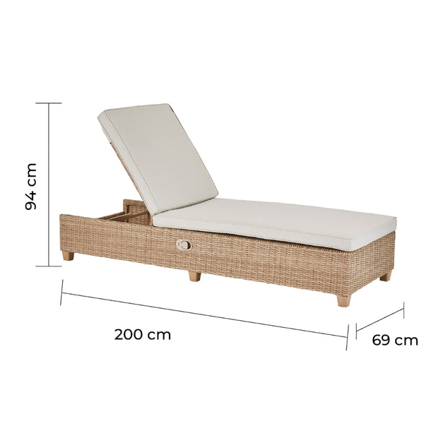Naterial Camastro Reclinable Tipo Ratán de Aluminio con Cojín Apto para Exterior, Modelo Medena