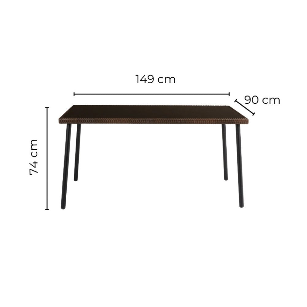 Naterial Mesa Tipo Ratán para Jardín de Acero con Cristal Apto para Exterior, Modelo Zena