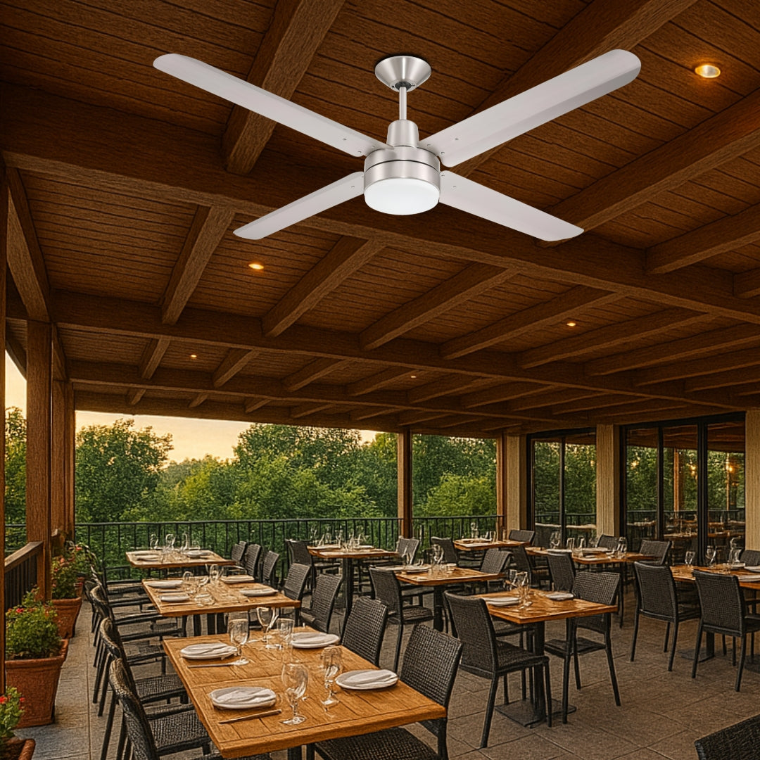 Narvik Ventilador de Techo de 56" Con Luz CCT de 4 Aspas de Aluminio con Control de Pared Industrial NA-CL56MB/ NA3021