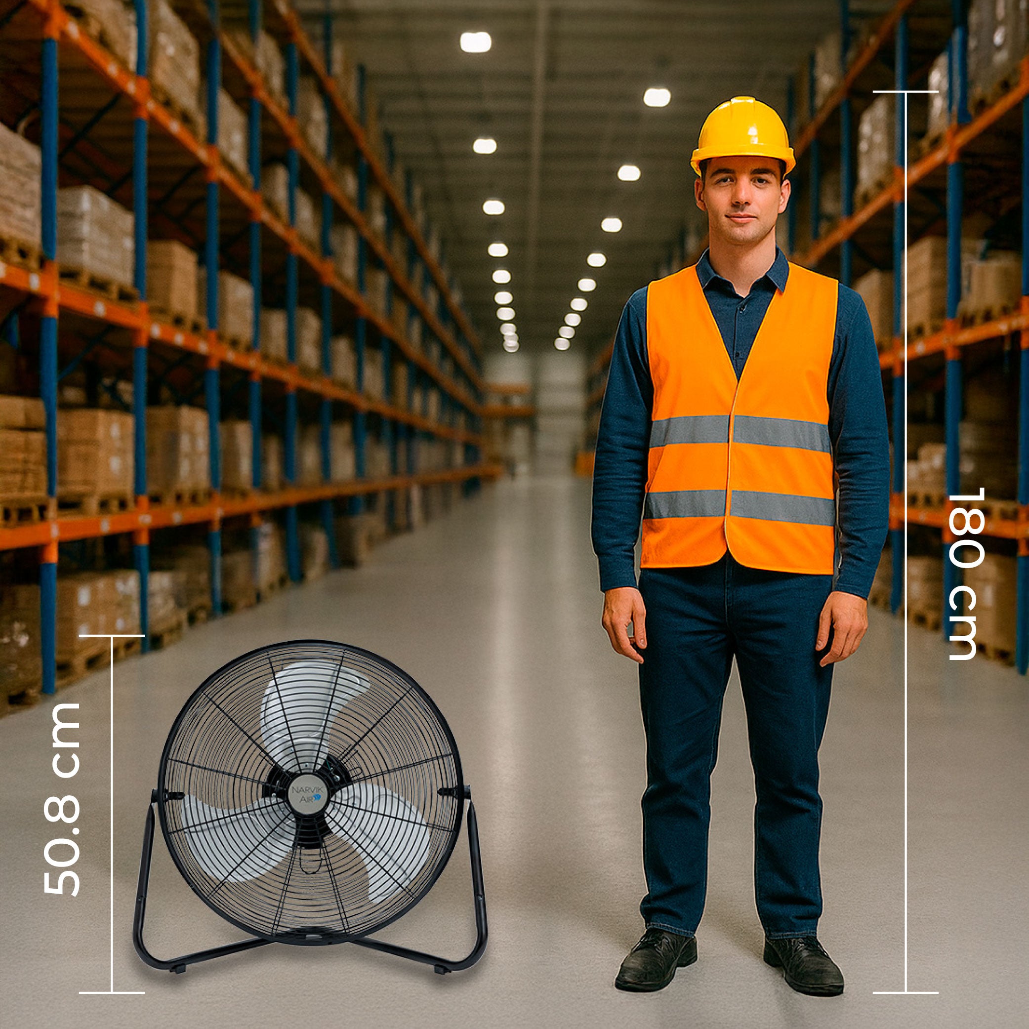 Narvik Ventilador de 20" Industrial 2 en 1: Piso y Pared de 160W con Aspas de Aluminio, Modelo NA1020 / NA-F20