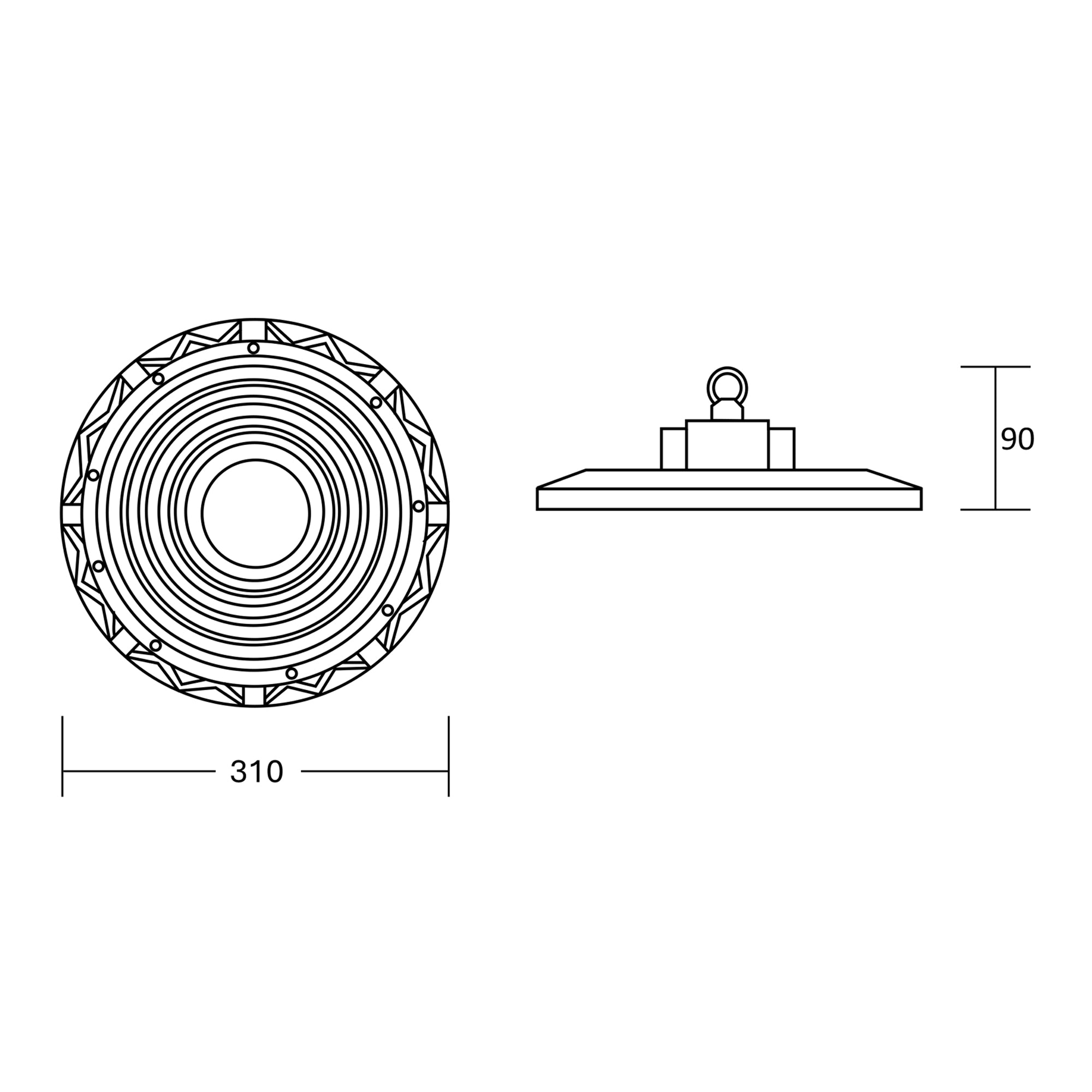 Estevez Luminaria LED UFO Industrial 150W Multipotencia 6500K IP65, Modelo A-31150