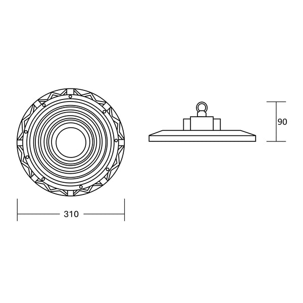 Estevez Luminario LED Selector de Potencia 90-120-150W 6500K IP65, Modelo A-31150