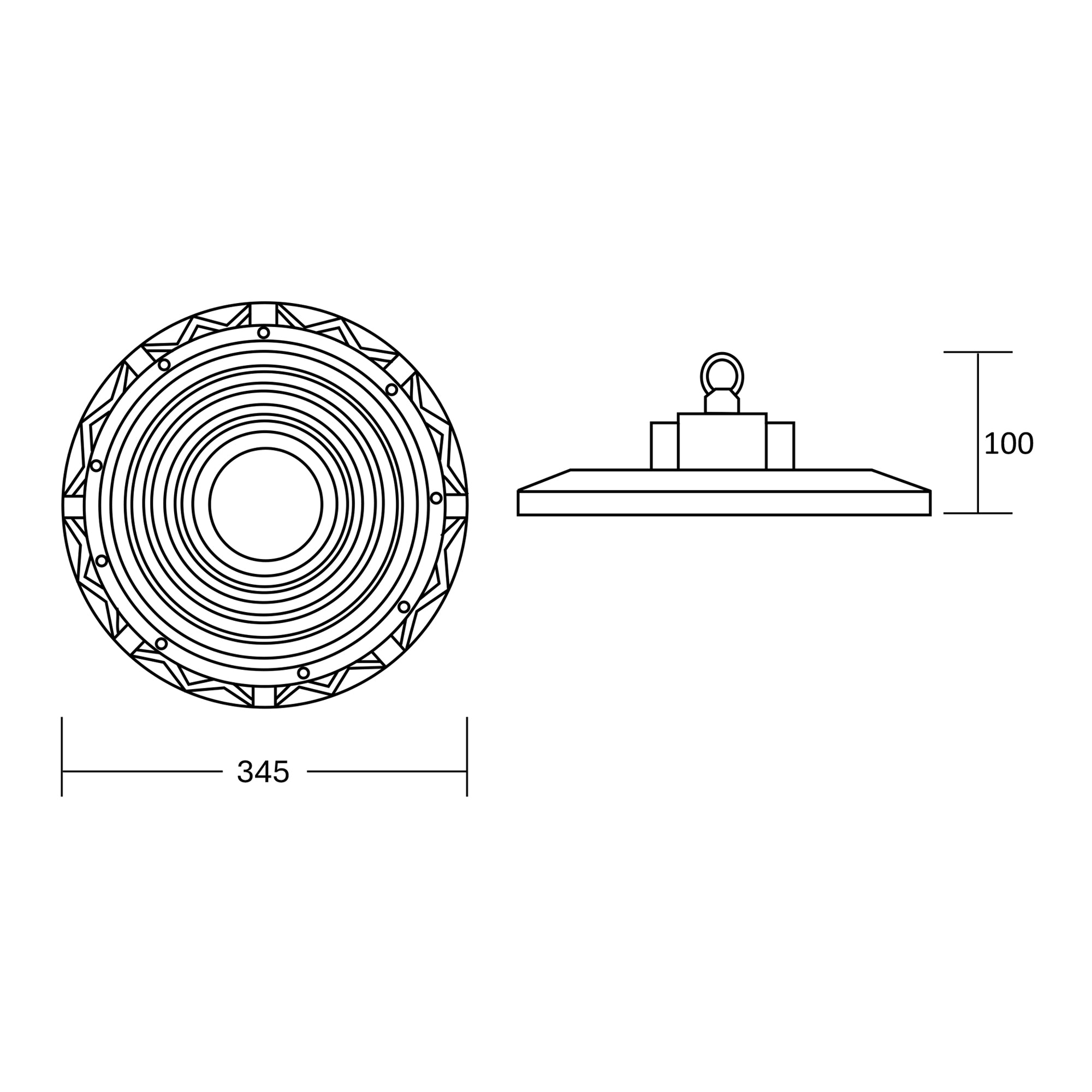 Estevez Luminaria LED UFO Industrial 200W High Bay 30,000lm IP65, Modelo A-31200