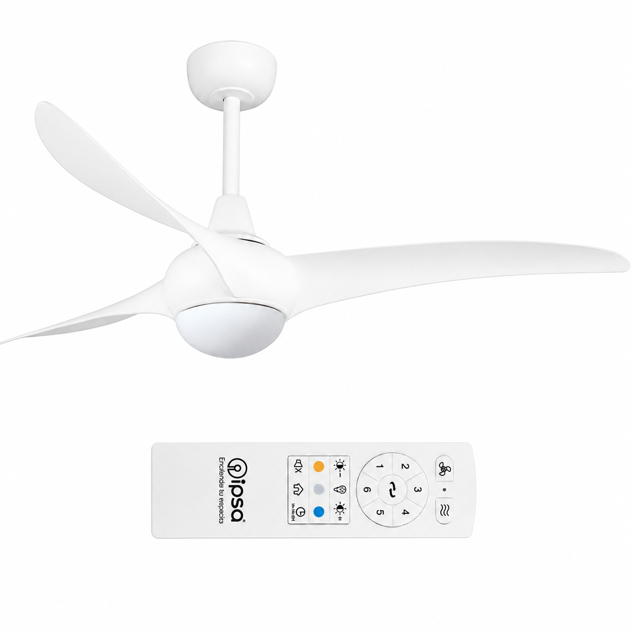 Ipsa Ventilador de Techo 52" de 3 Aspas con Luz y Control Remoto CCT, Modelo Cabos